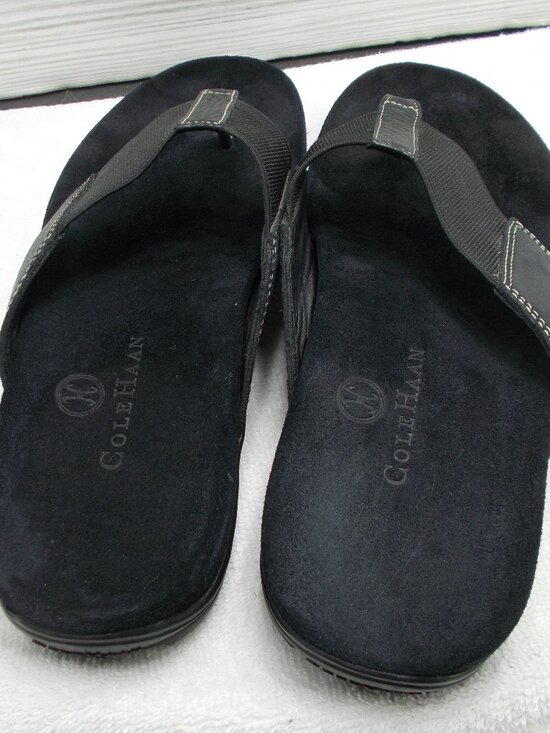 Cole Haan Black Suede & Fabric Men’s Flip Flops